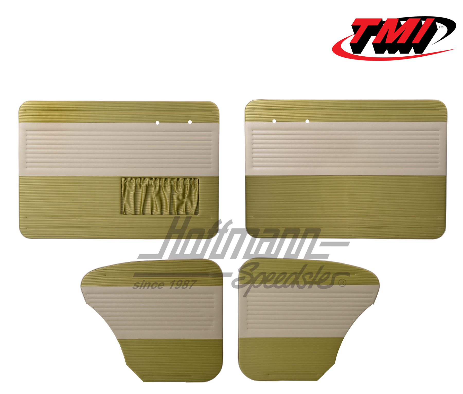 Paneles de puerta y de laterales, Escarabajo Sedán, 55-64, blanco antiguo / verde antiguo | 19-1122-25-15 | 055-7504-08