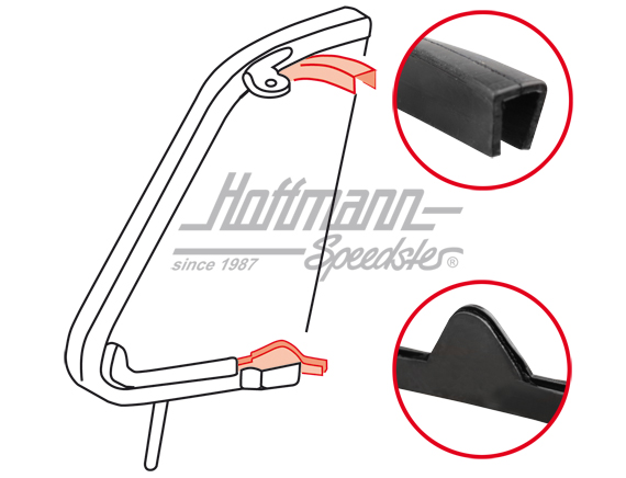 Junta entre cristal ventanilla giratoria / marco,  -7.64 | 111 837 271 | 020-5233-12