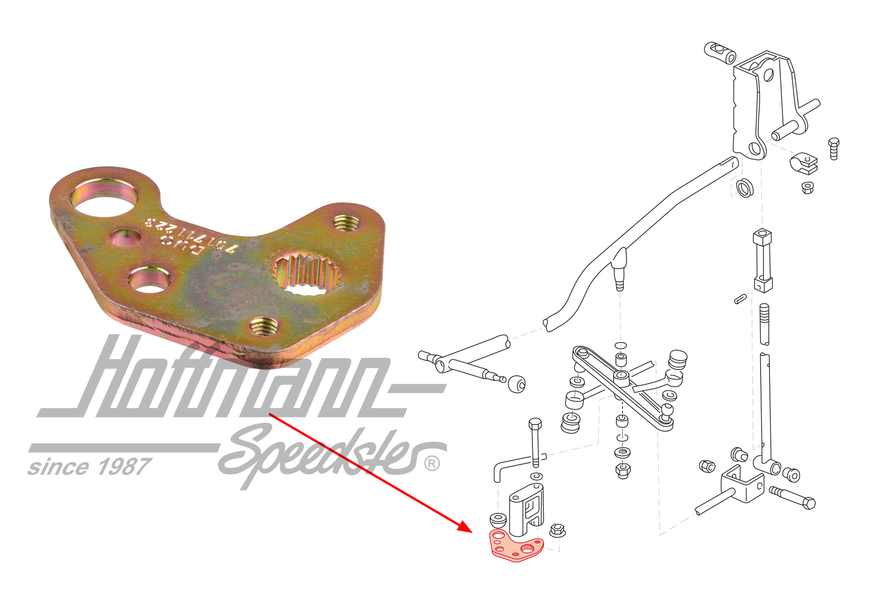 Palanca, varilla de cambio, inferior, Furgoneta T4 | 701 711 223 | 407-2010-73