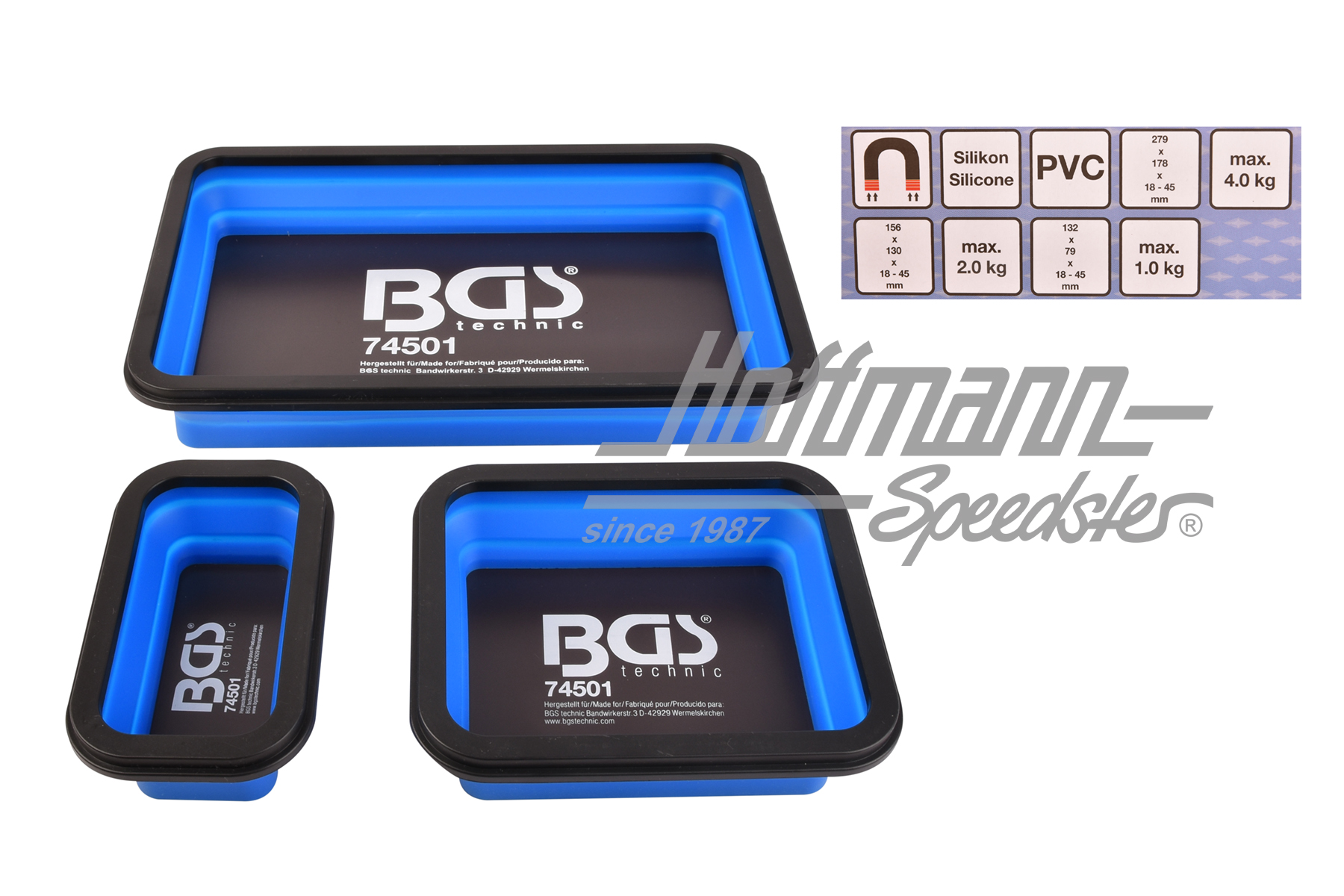 Juego de bandejas magnéticas, silicona, 3 piezas |  | 027-0675-40