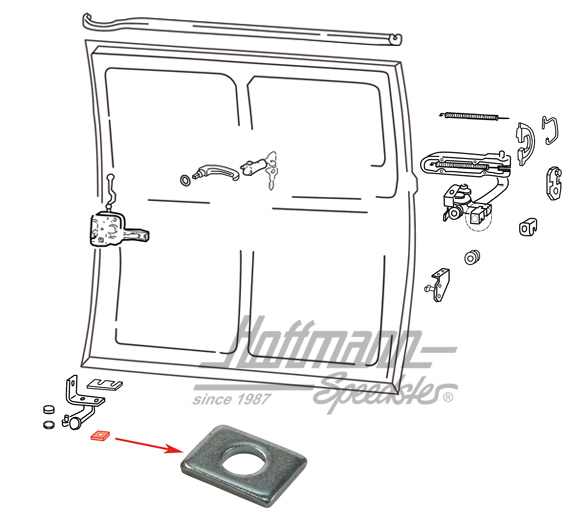 Arandela cuadrada, guía de rodillos, inferior | 211 843 449 | 097-1041-05