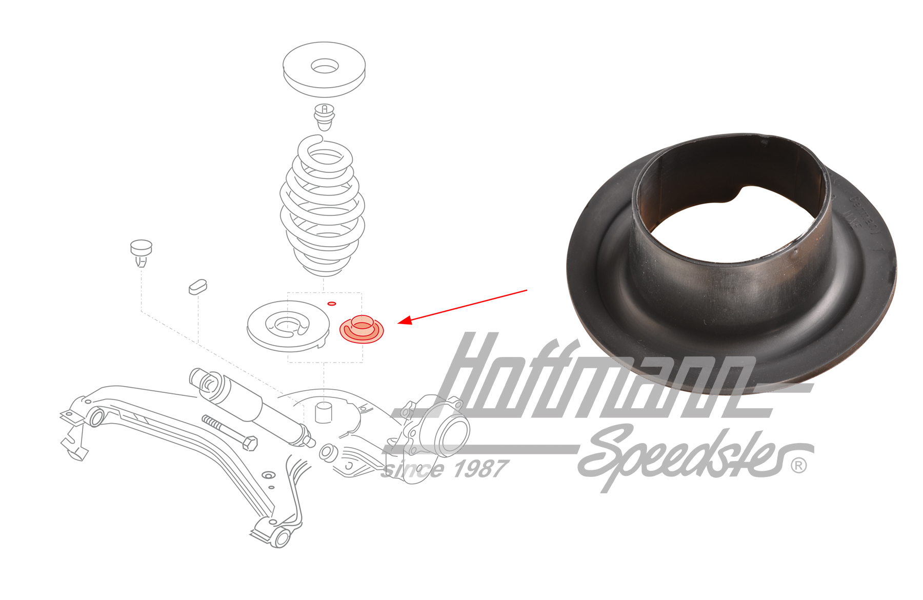 Caperuza, resorte, posterior, inferior, Furgoneta T4 | 7D0 511 143 | 405-0114