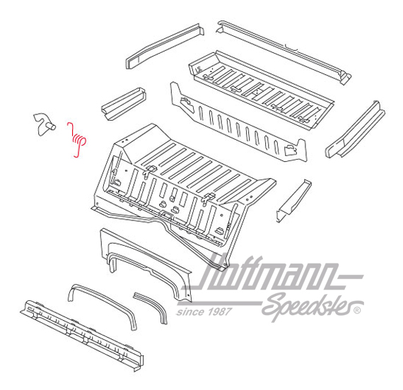 Resorte, gancho, banco aiento posterior, Kübel                                                      