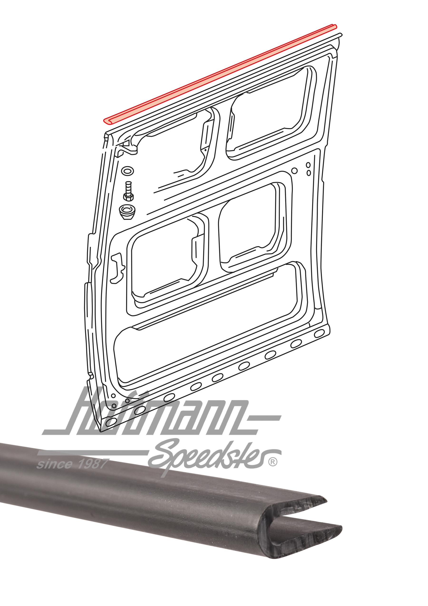 Tira de cubierta, puerta corredera superior, furgoneta T3 | 251 843 178 | 350-2710