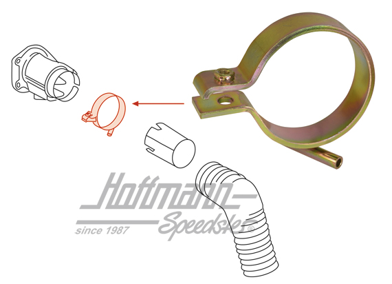 Abrazadera, tubo flessibile
 / caja para clapetas de calefación, izquierda                         