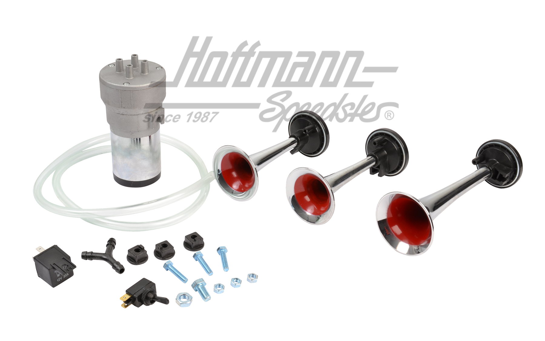 Fanfarria, 3 cuernos, con compresor de aire, 12V                                                    