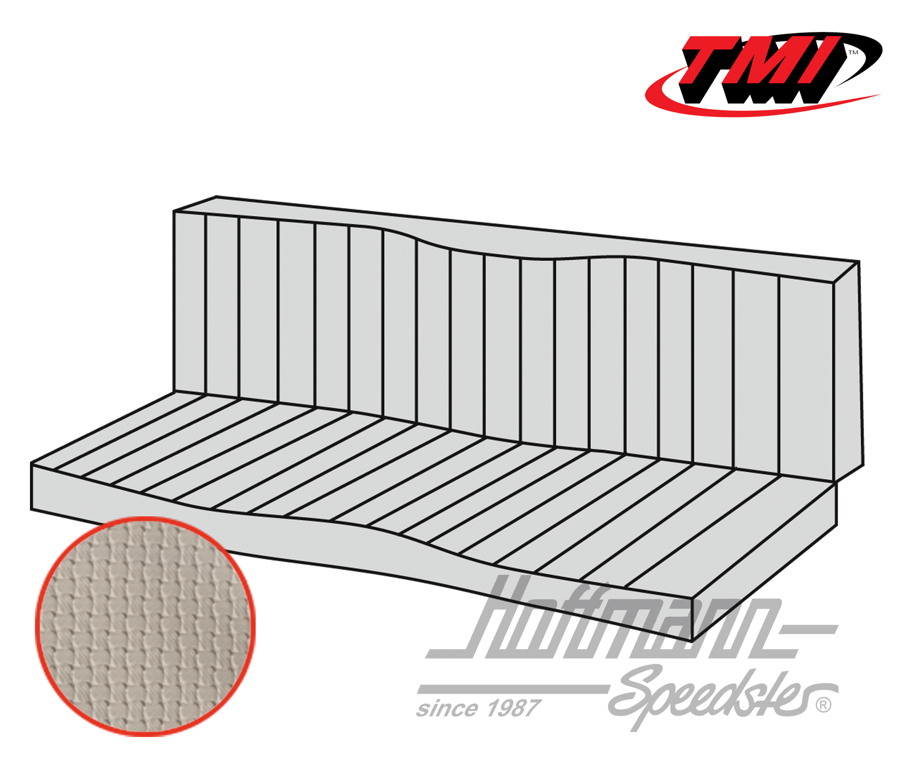 Funda de banco de asiento, Karmann Ghia Cabriolet, -71, blanco antiguo | 43-1611-05 | 066-0084-50