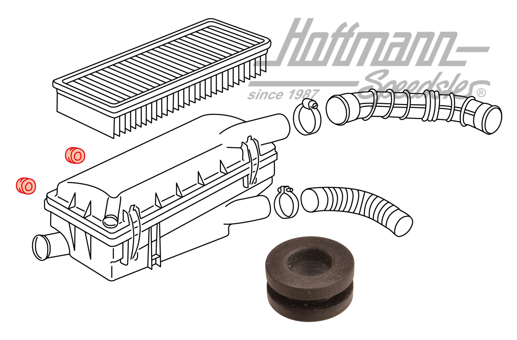 Cojinete de goma, cárter del filtro de aire | 055 129 669 | 110-2563