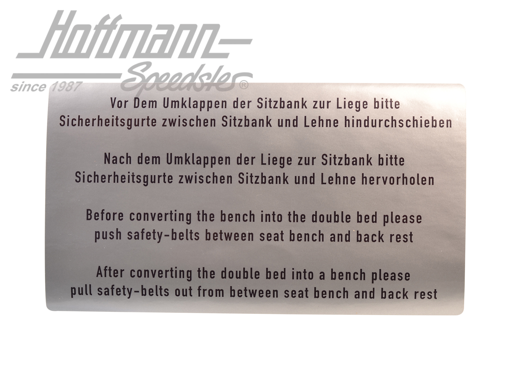Pegatina "bench/safety belts" |  | 021-0198-50