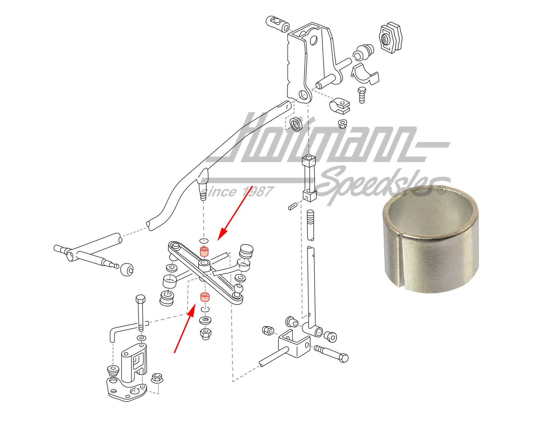 Casquillo, palanca de inversión, Furgoneta T4, 90-97 | 701 711 164 | 407-2010-14