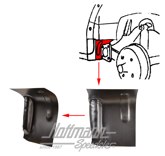 Chapa de reparación, pieza angular, trasero, izqdo. | 111 801 203 VNG | 050-1311