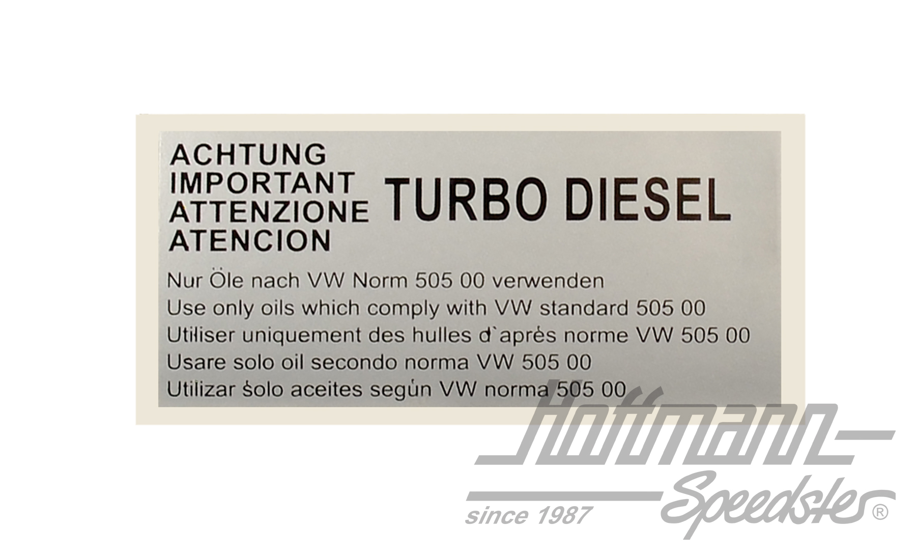 Pegatina "Atención Turbo Diesel", color plata | 068 010 044 H | 021-0199-94