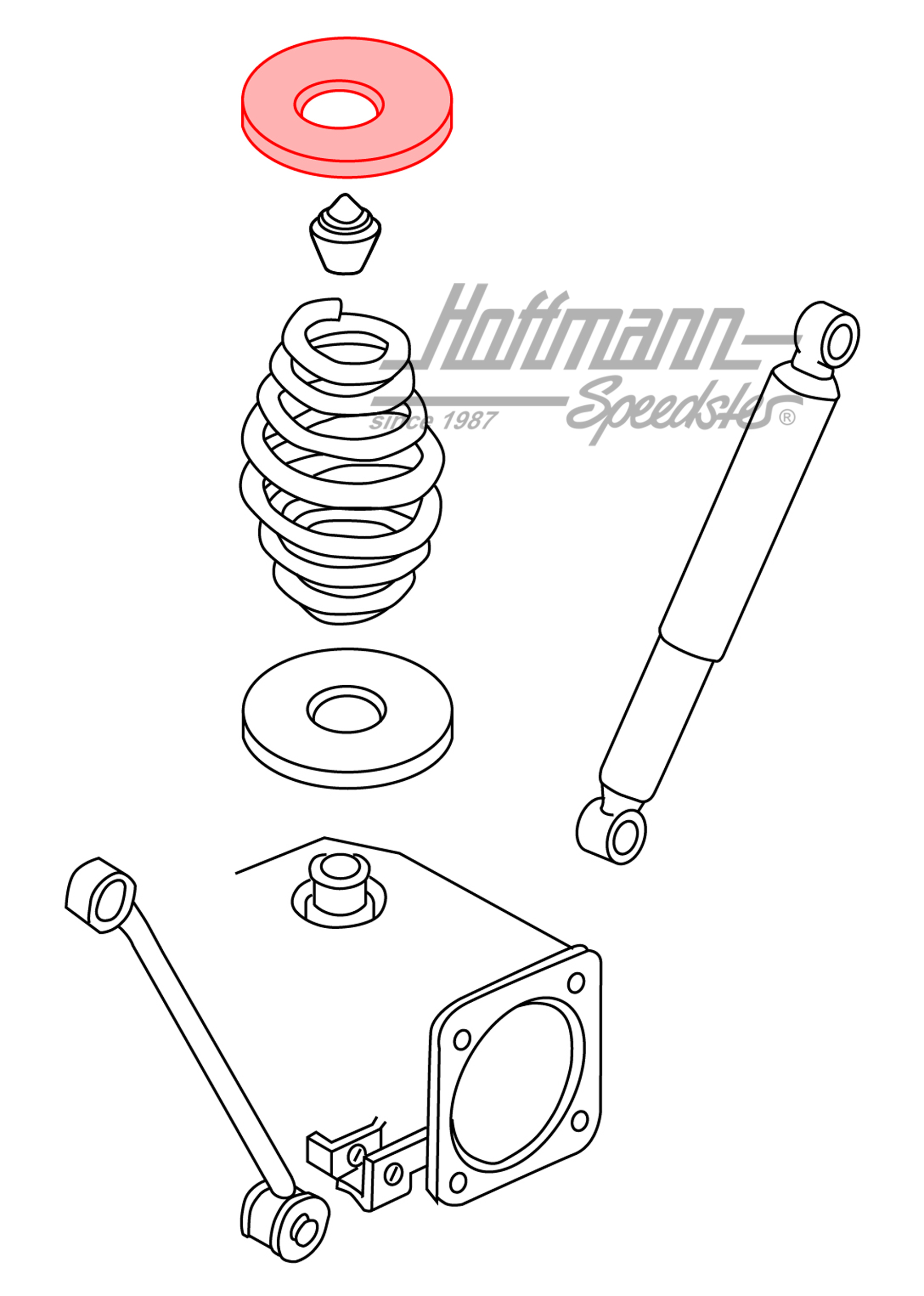 Soporte, resorte, posterior, superior, Furgoneta T3                                                 