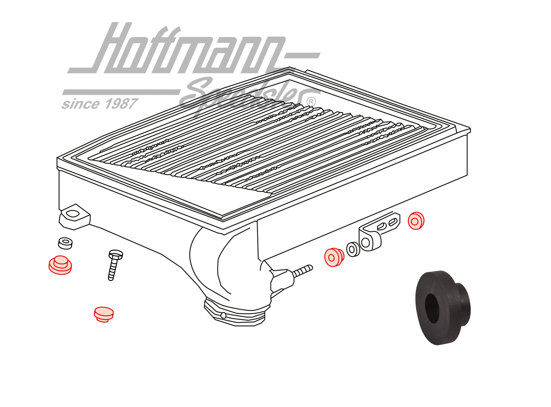 Cojinete de goma, refrigerador aire de carga, 83-89                                                 