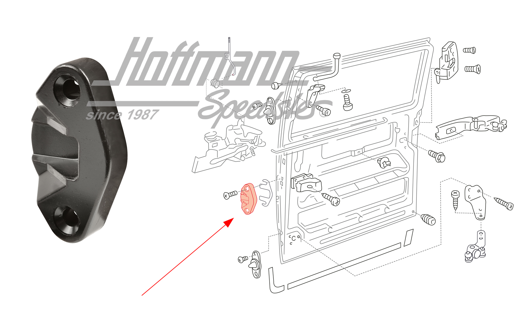 Chapa de retención, puerta corredera, Furgoneta T4 | 701 843 667 | 408-1022-10
