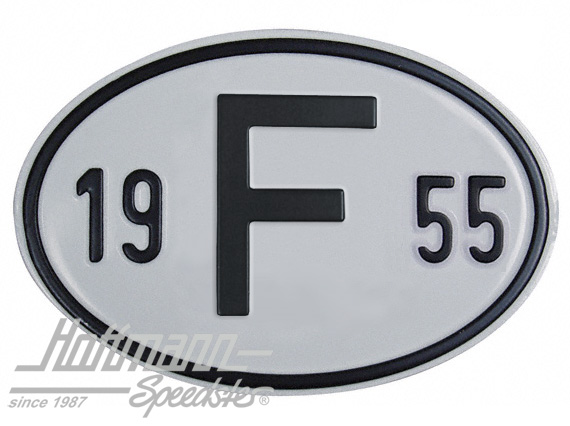 Placa de nacionalidad "F" (Francia), "1955", aluminio |  | 020-2399-55