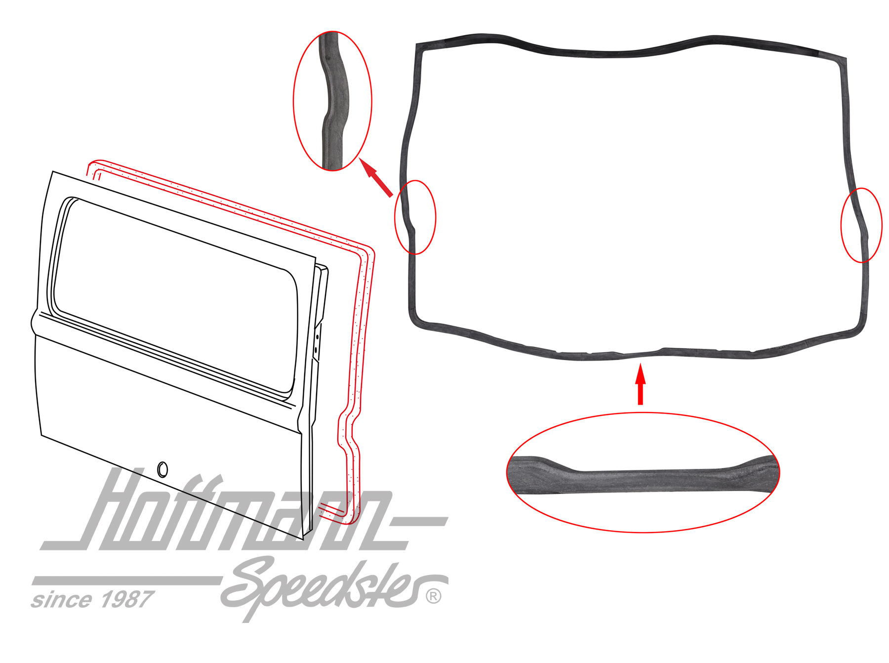 Junta de portón trasero, Furgoneta T1/T2, 8.63-7.71 | 211 829 193 C | 089-0380