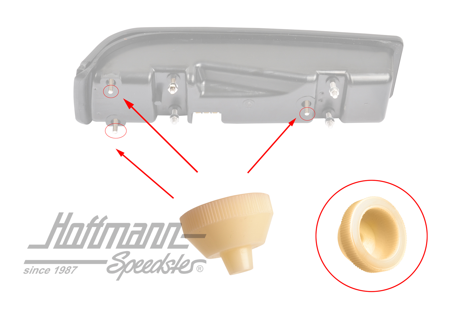 Tuerca moleteada, tulipa de piloto trasero, 914                                                     