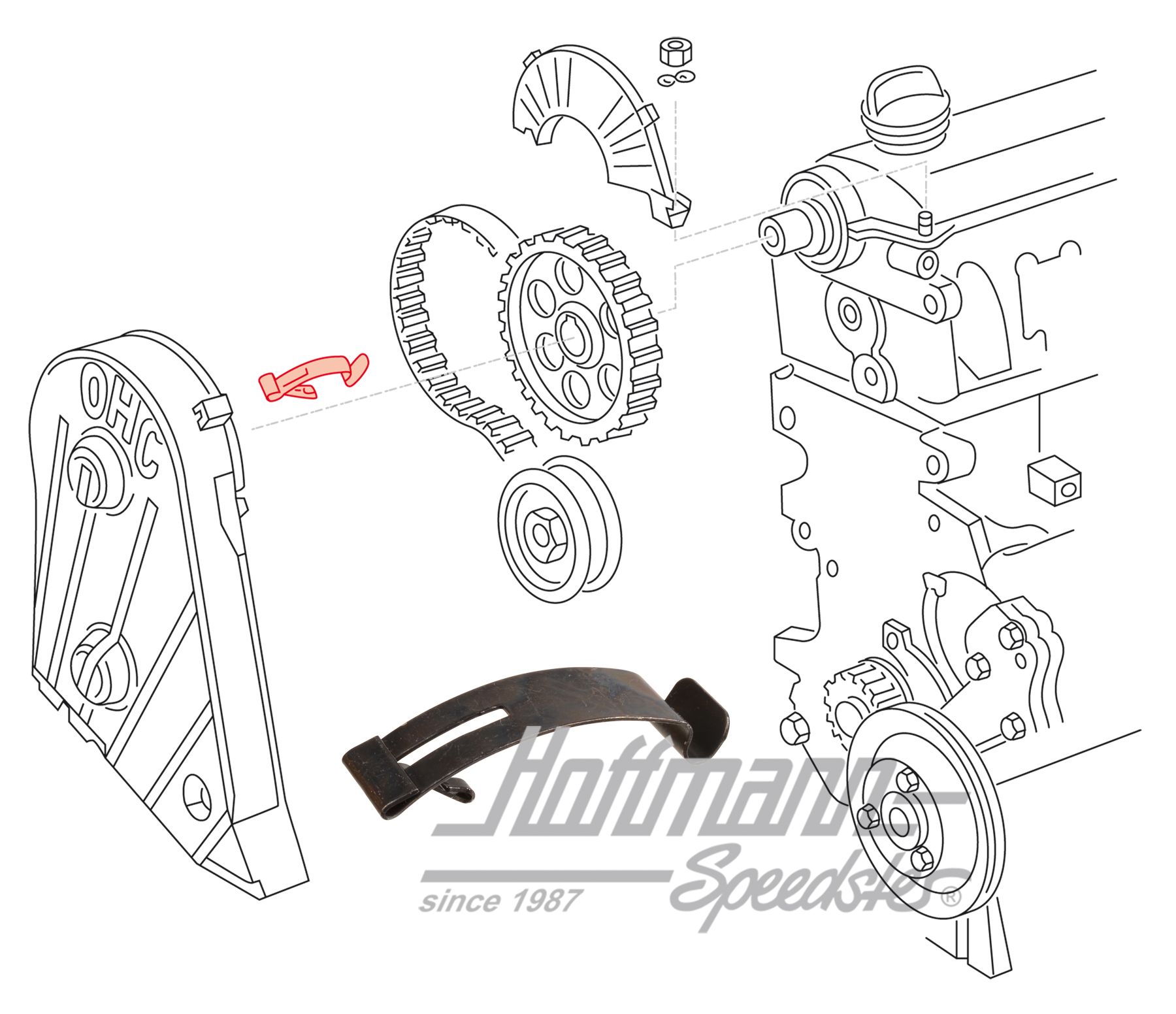 Pinza, cubierta de correa dentada, superior | 026 109 150 | 110-0930-35