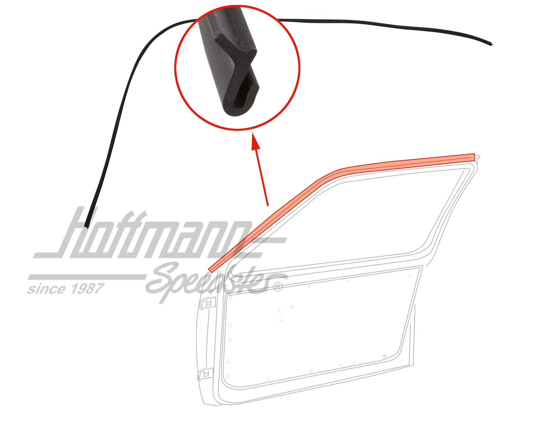 Junta de puerta, anterior, hacia pilar A, 1320 mm | 171 837 913 G | 180-7022-08