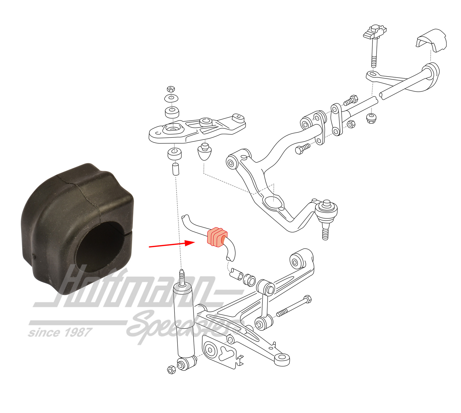 Cojinete de goma, estabilizador, anterior, 22.6mm | 701 411 041 | 404-0560