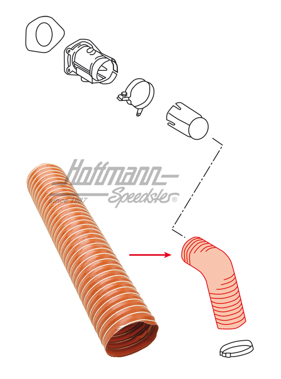 Tubo flexible, caja para clapetas de calefación/intercambiador de calor                             