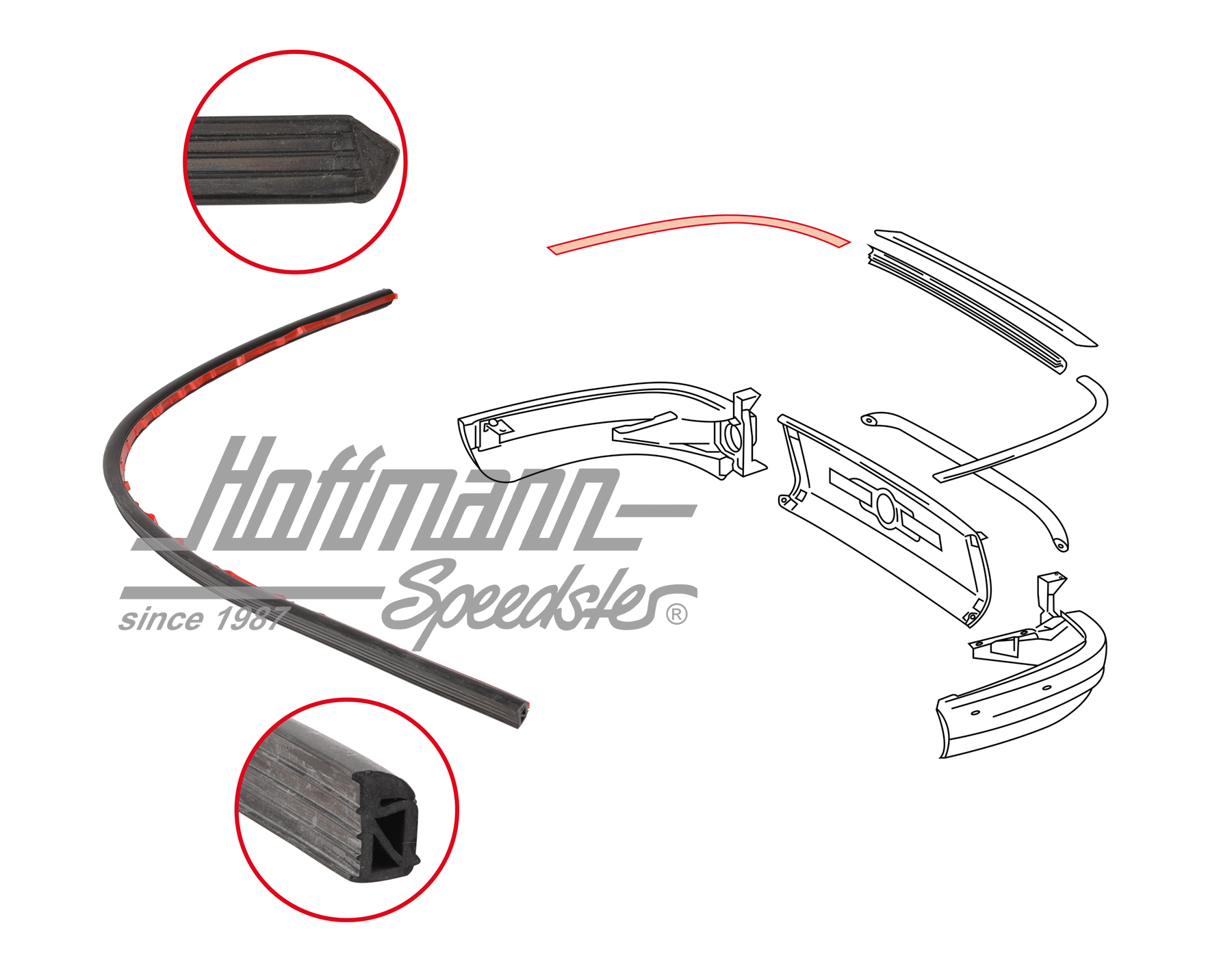Junta hermetizante, parachoques, trasero, 69-73, derecha                                            