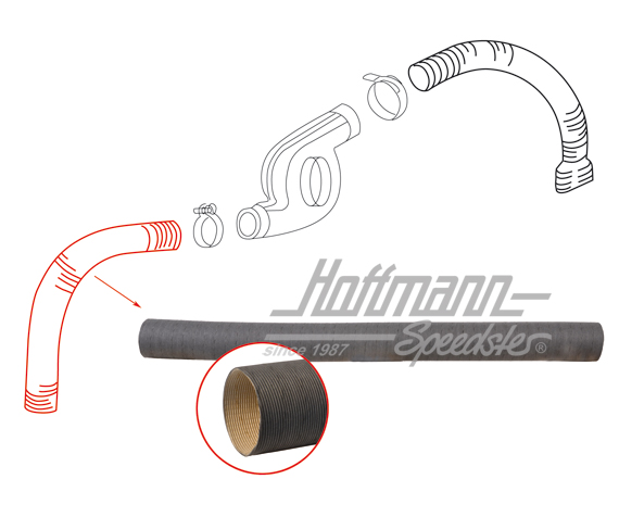Tubo flexible de calefacción, de cartón, 1.7-2.0, izquierda | 211 261 235 A | 090-1530-01