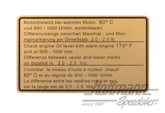 Pegatina "Ölstand" (nivel de aceite), 911 SC, 78-80 | 930 006 504 00 | 580-8018
