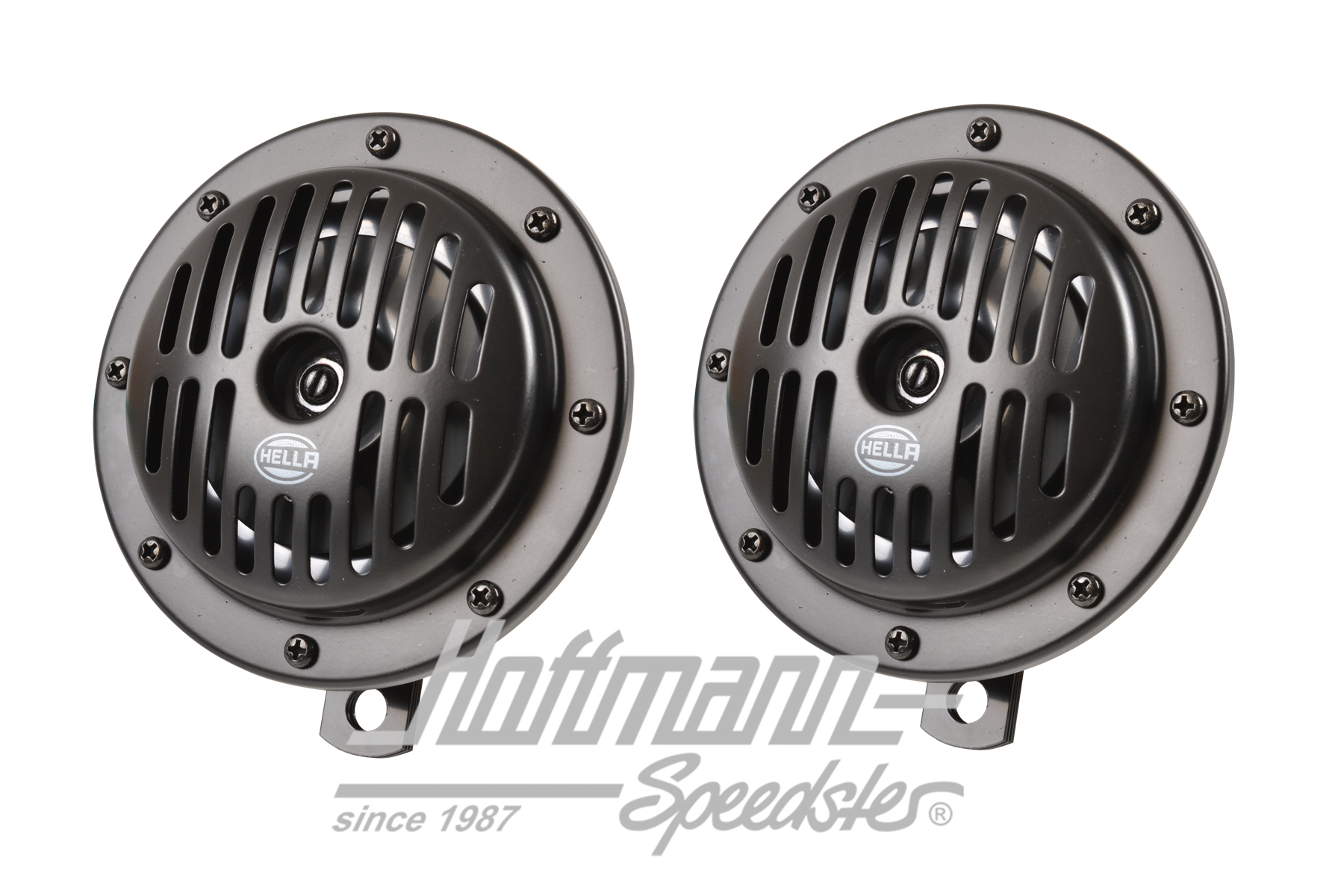 Claxon, par, negro,  12V, 130 mm, Hella | 3CB 004 811-042 | 020-4446-13