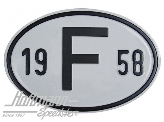 Placa de nacionalidad "F" (Francia), "1958", aluminio |  | 020-2399-58