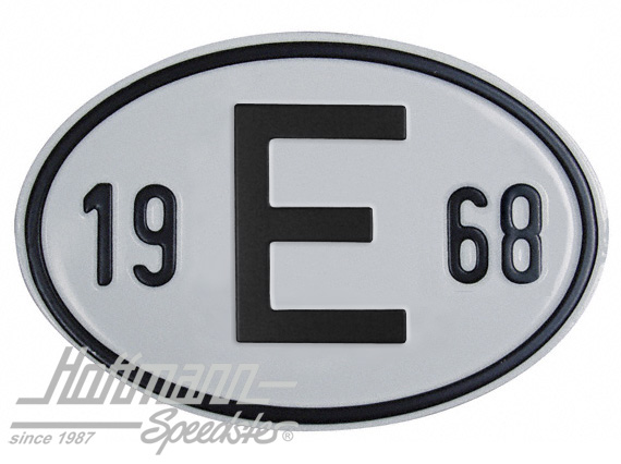 Placa de nacionalidad "E" (España), "1968", aluminio |  | 020-2403-68