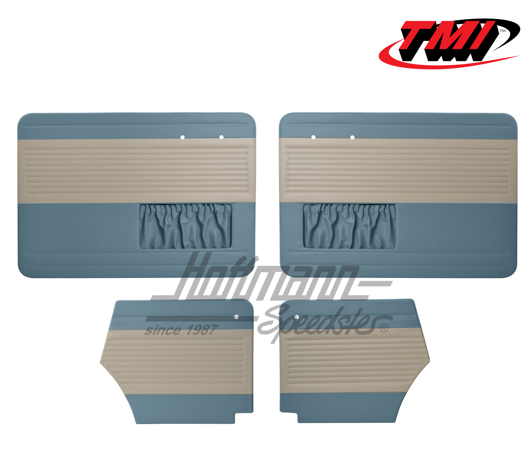 Paneles de puerta y de laterales, Escarabajo Cabriolet, 55-64, blanco antiguo / azul antiguo | 19-1327-24-15 | 055-7554-09