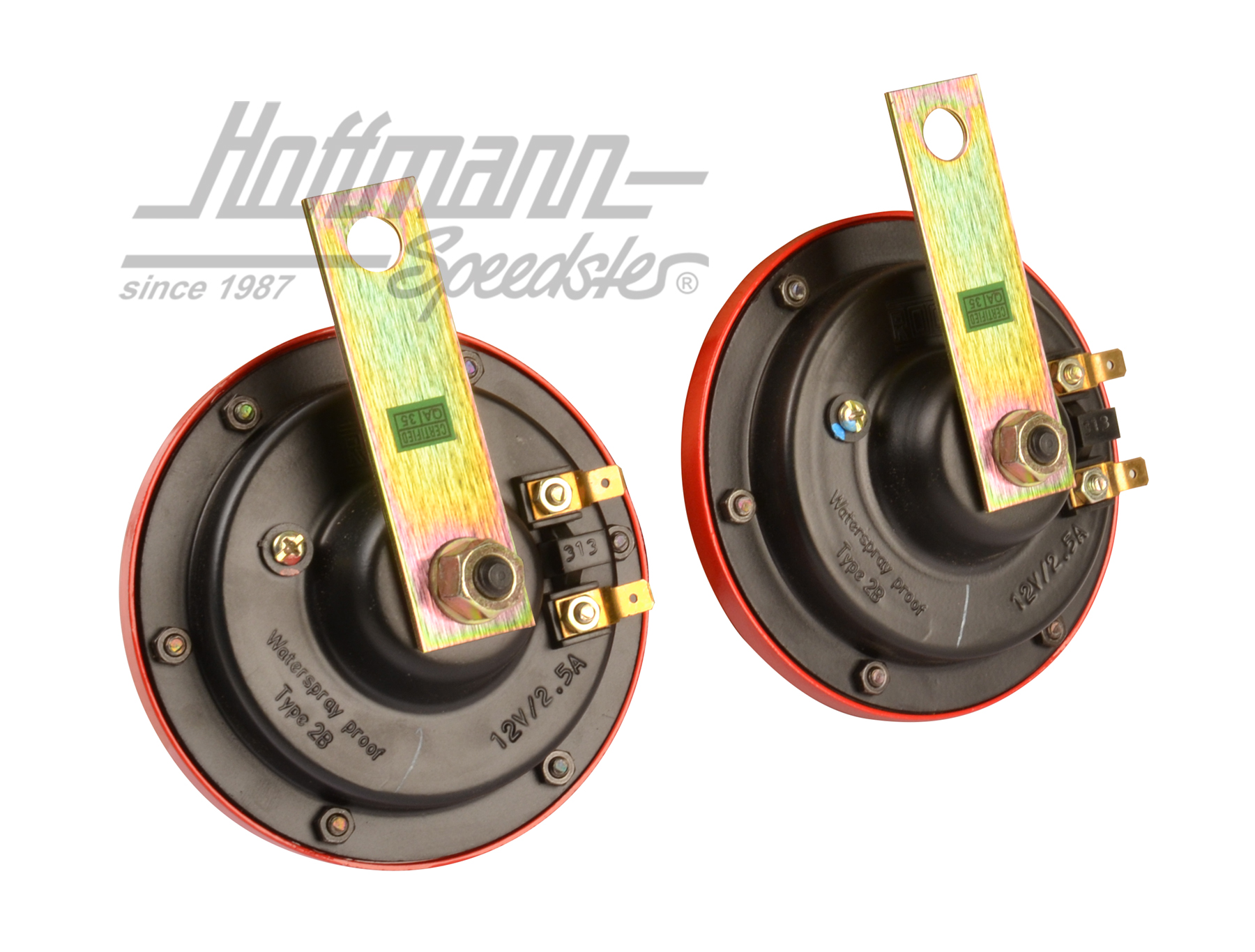 Claxon, par, rojo / negro, 12V, 110 mm                                                              