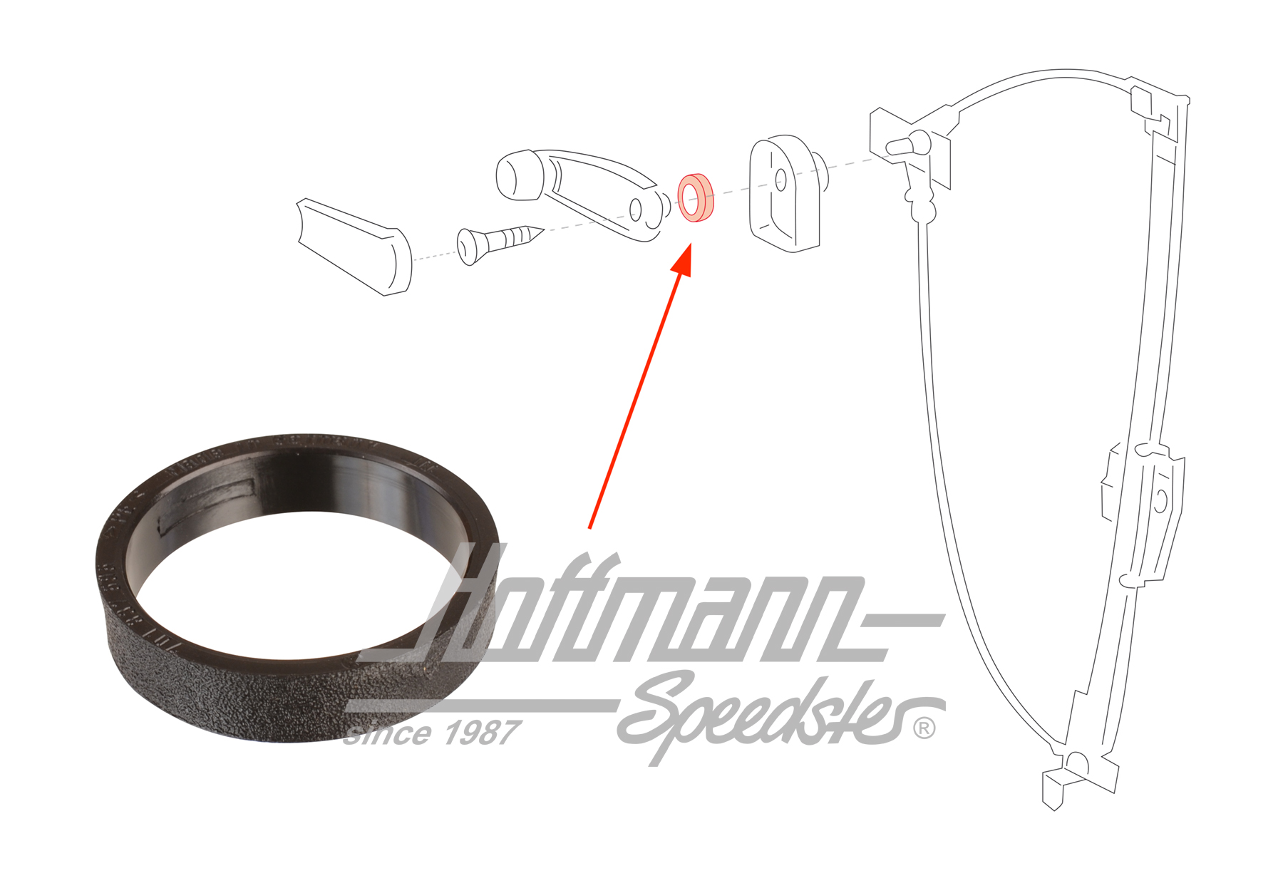 Soporte, manivela elevalunas, 9.90-7.95, negro 
 | 701 837 595  01C | 408-1224-10