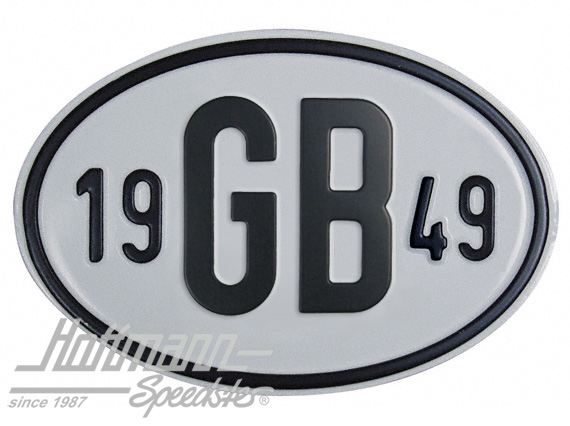 Placa de nacionalidad "GB" (Gran Bretaña), "1949", aluminio |  | 020-2404-49