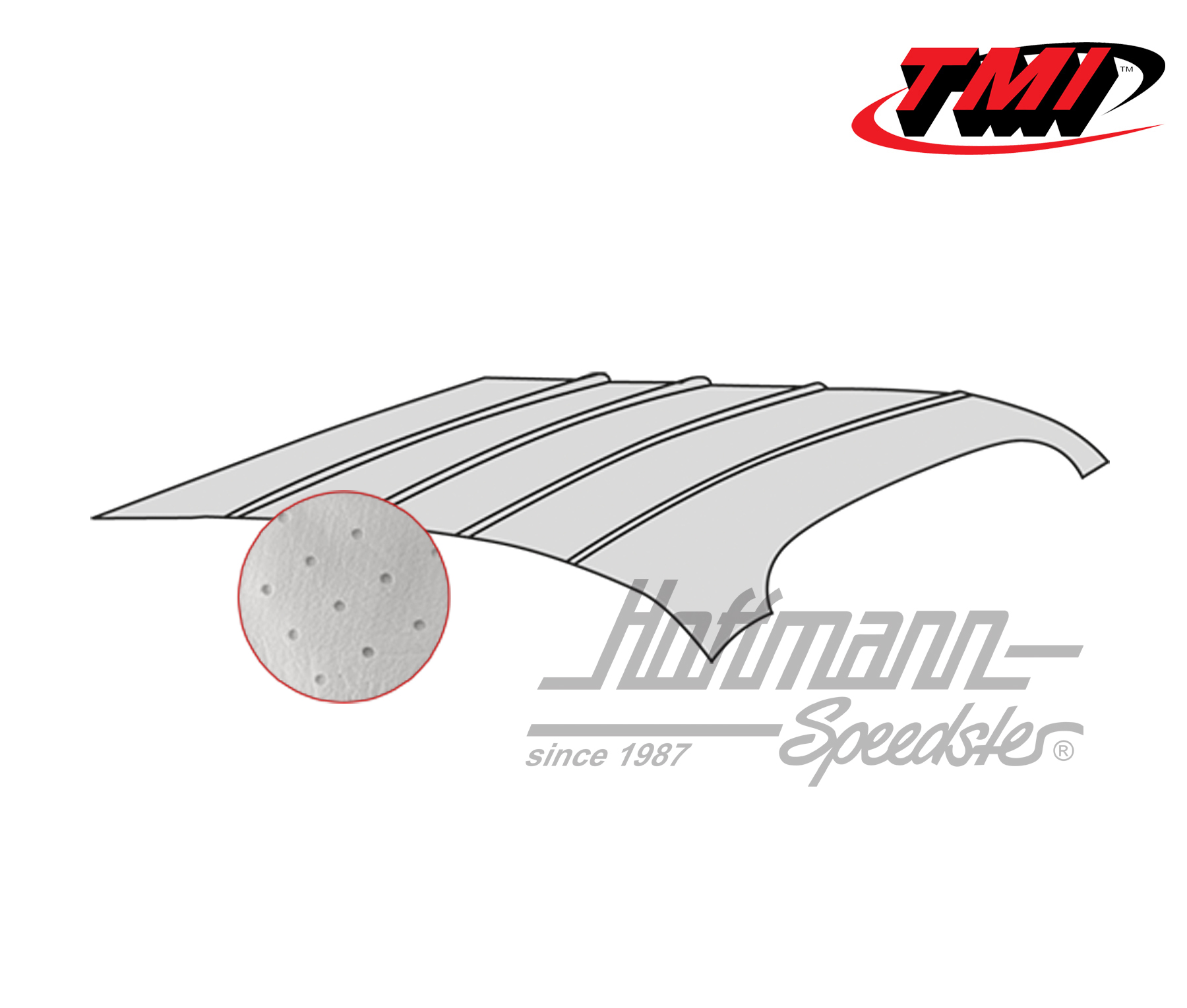 Cielo de techo, Karmann Ghia, -.74, perforado, gris | 20-1510-46 | 066-0100-30