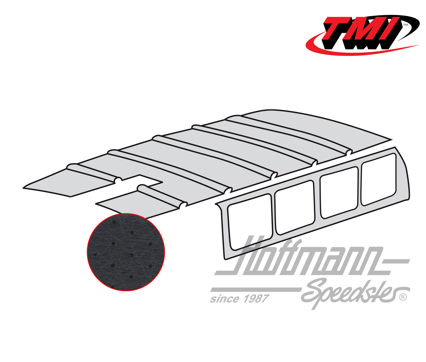 Cielo de techo, Furgoneta T1, 63-67, perforado, negro | 20-2102-45 | 098-0050