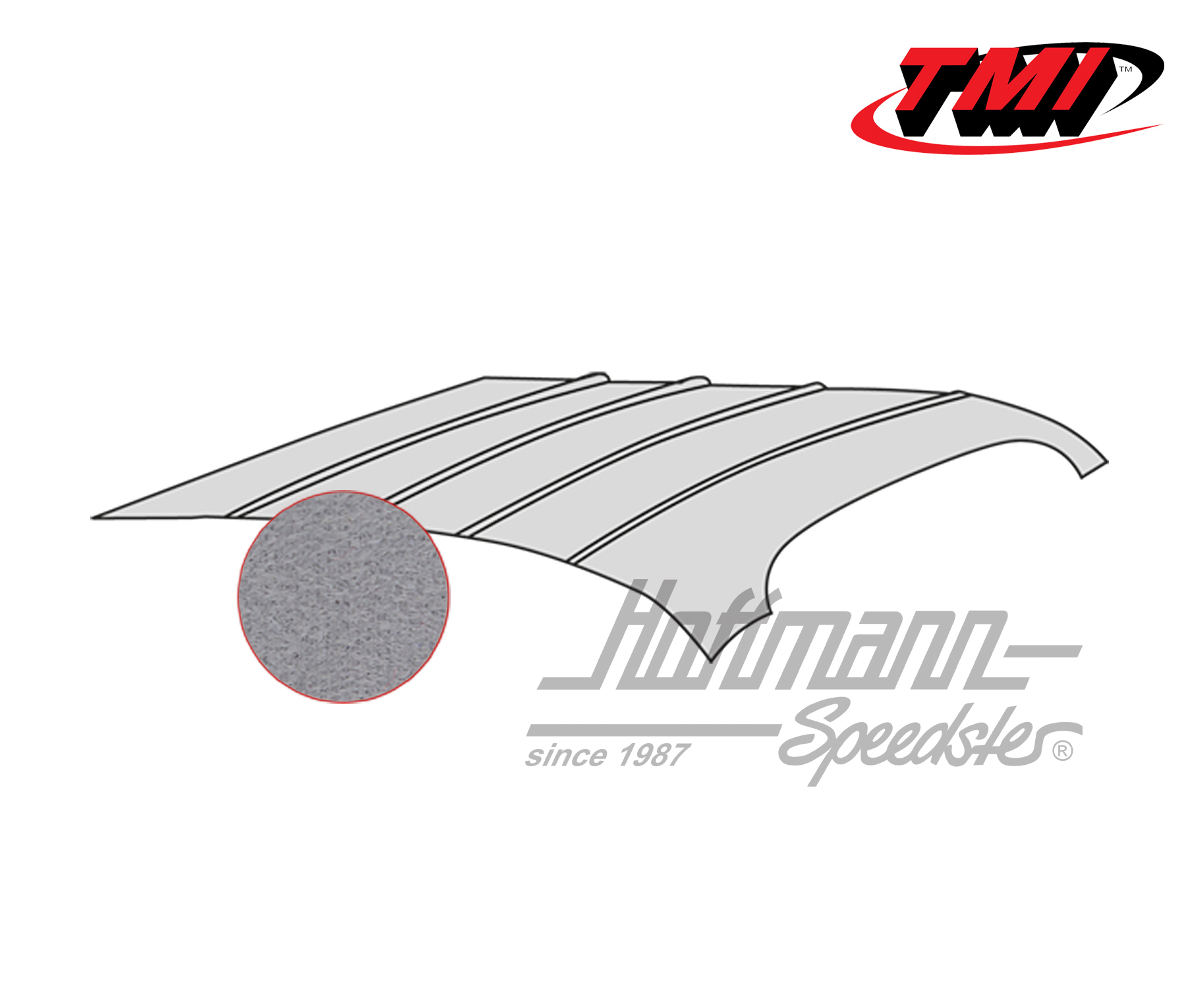 Cielo de techo, Karmann Ghia, -.74, mohair, gris | 20-1510-75 | 066-0100-60