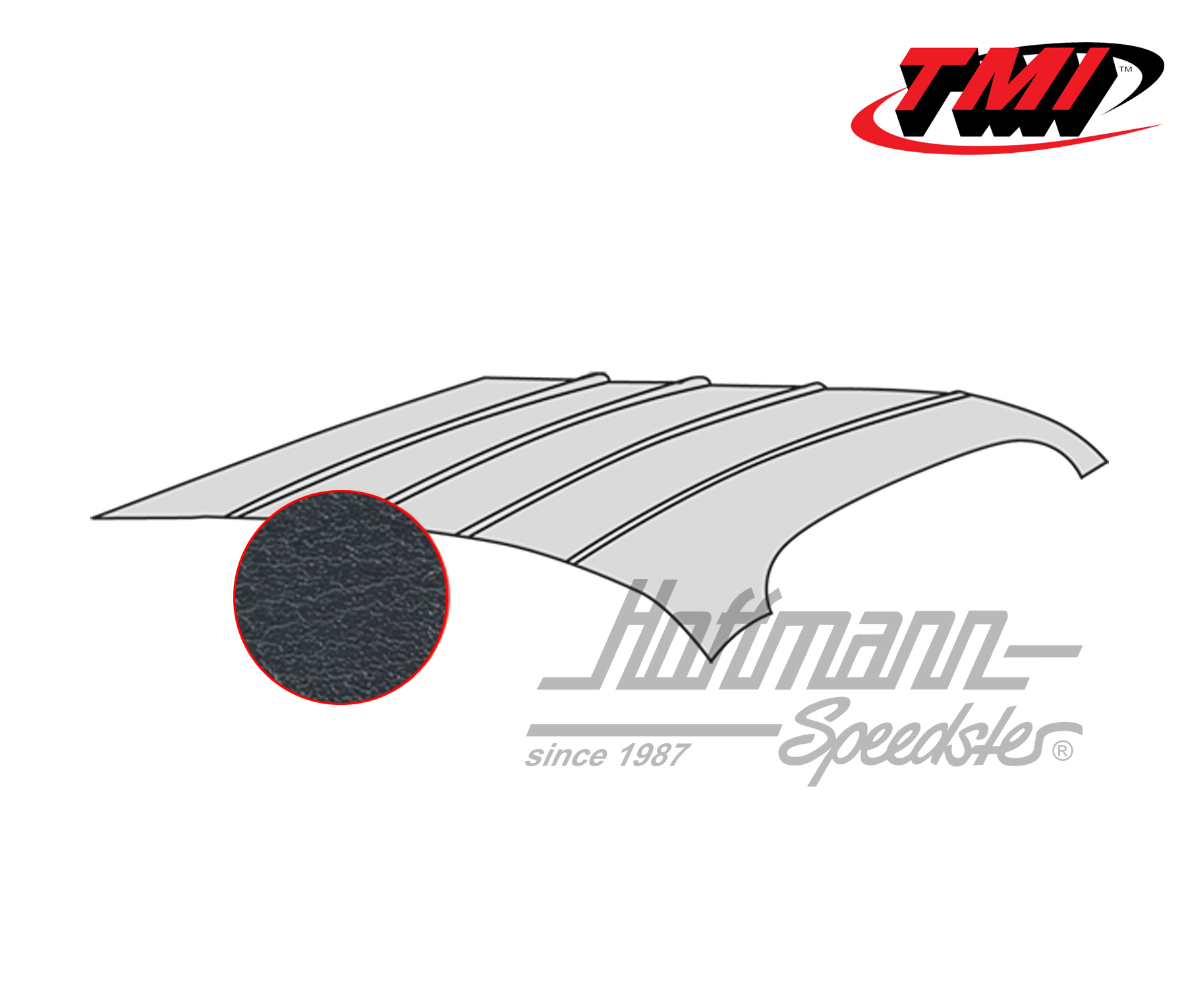 Cielo de techo, Karmann Ghia, -.74, liso, negro | 20-1510-49 | 066-0100-50