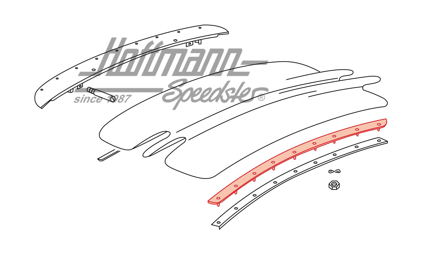 Barra tensora, techo plegable, posterior, 7.56-                                                     