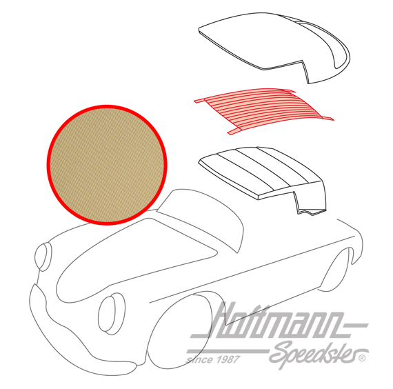 Tapicería de capota, Cabriolet, 58-65, reborde beige 
                                             