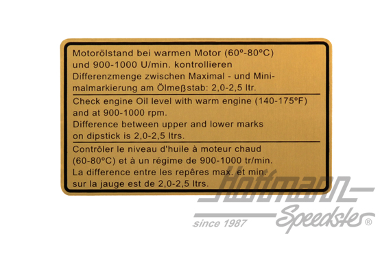 Pegatina "Ölstand" (nivel de aceite), 911 Turbo, -80 | 911 006 504 01 | 580-8022