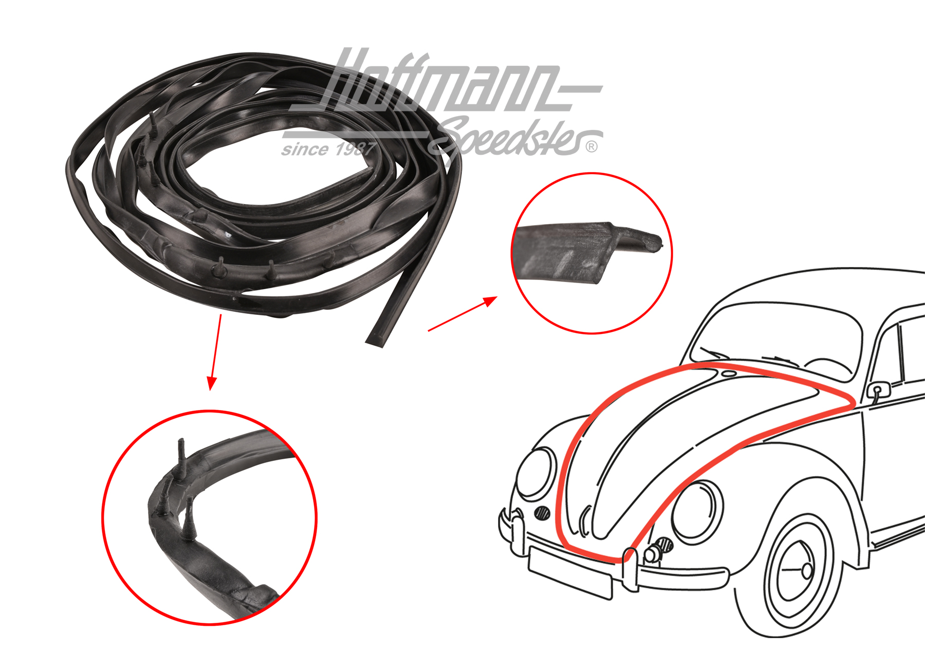 Junta de capó delantero, 12-1500+02, Alemania | 113 823 731 B | 020-5100-03