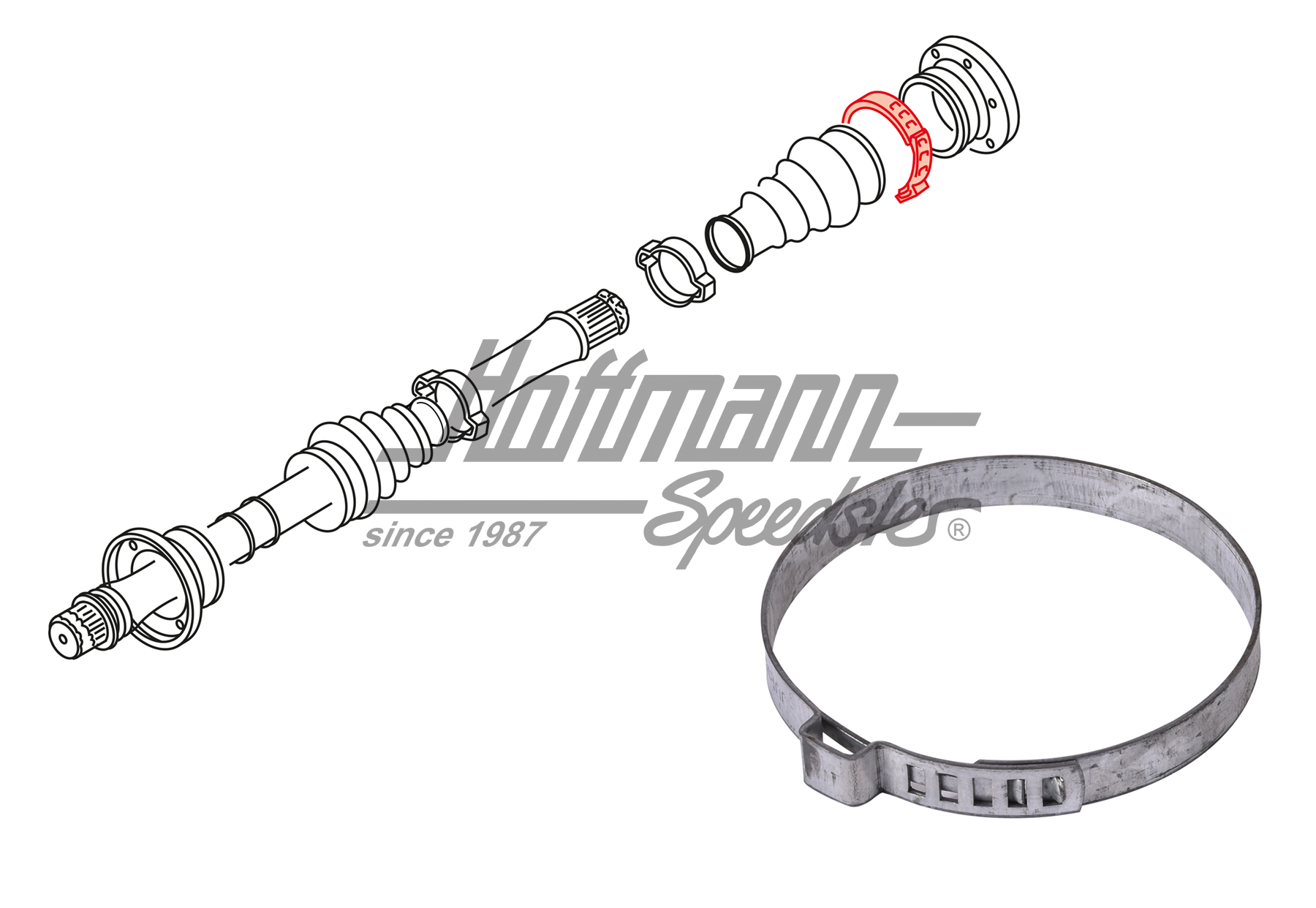 Abrazadera, manguito de eje, 64.5 mm | 211 501 157 | 010-2588-35