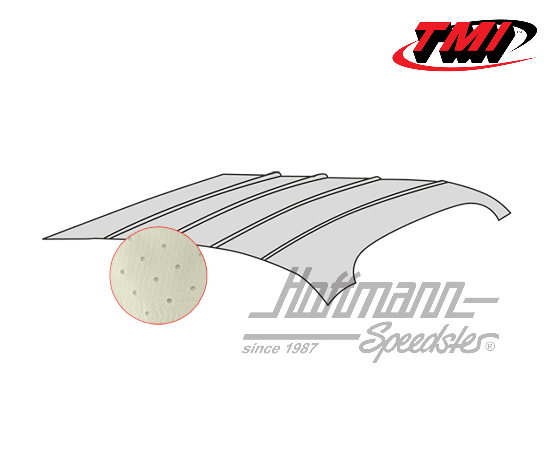 Cielo de techo, Karmann Ghia, -.74, perforado, blanco antiguo | 20-1510-44 | 066-0100-10