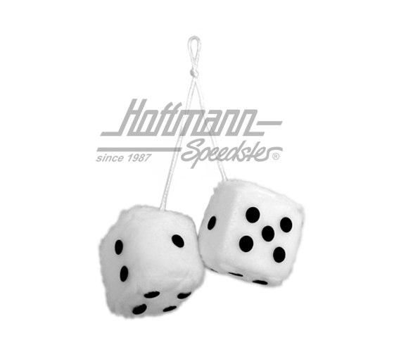 Fuzzy Dice, 6 x 6 cm, blancos | 368-WT 2.5 | 200-8007