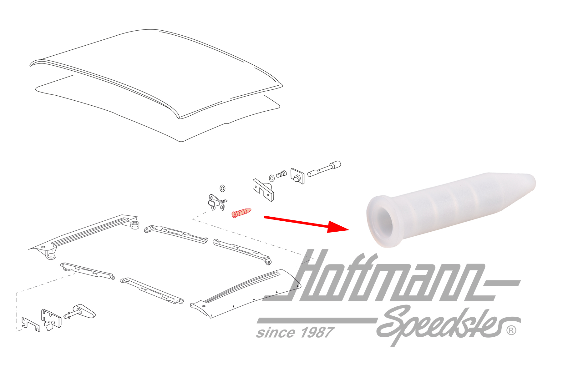 Recubrimiento, cojinete metalástico, techo de Targa, 911 | 911 565 217 40 | 515-0150-30