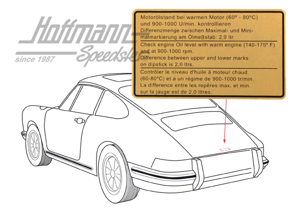 Pegatina "Ölstand" (nivel de aceite), 911, 73                                                       