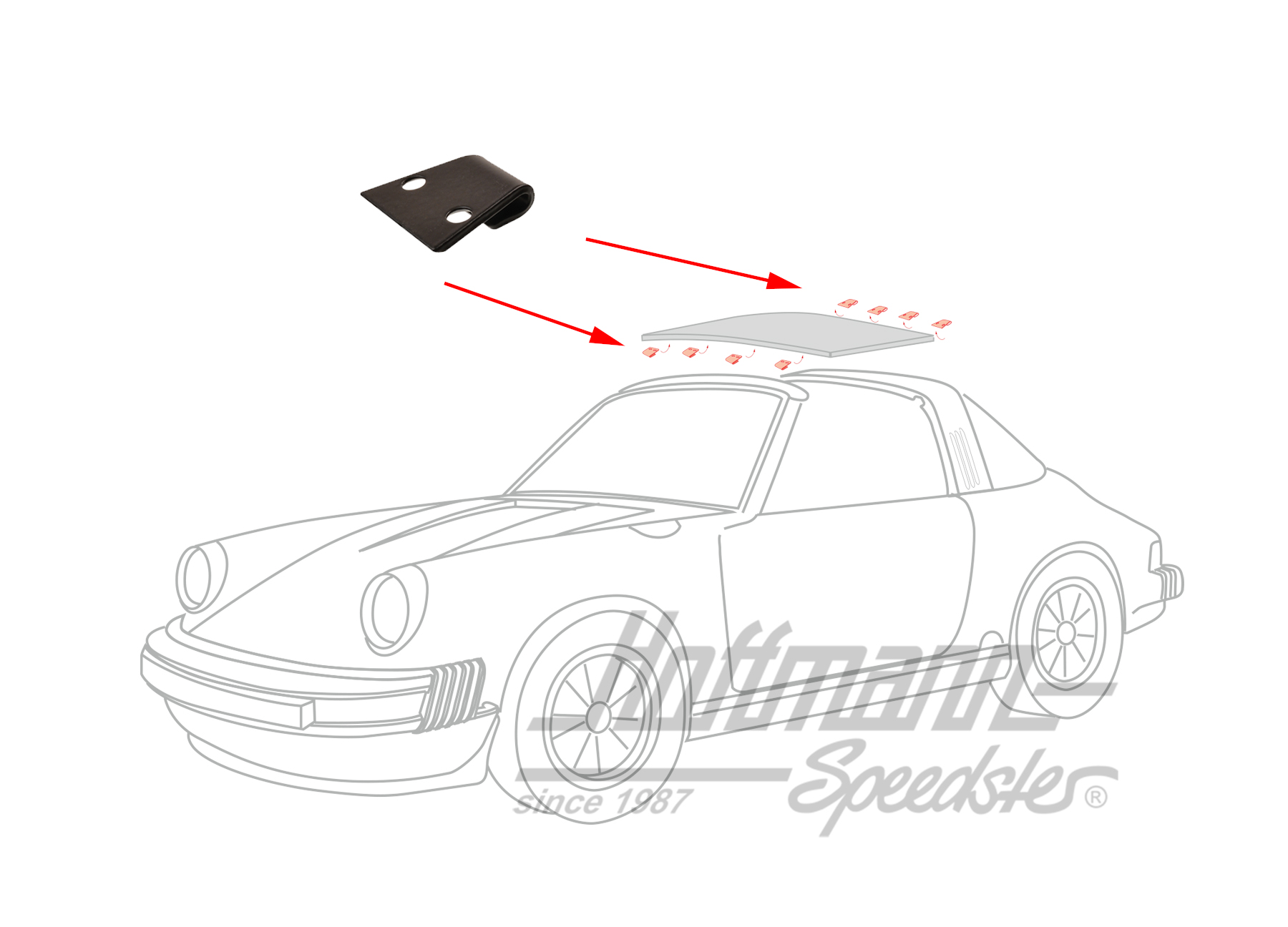 Cerradura de pestillo, techo Targa, 911/964                                                         